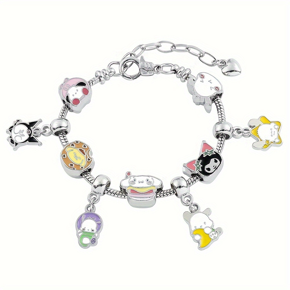 Kawaii Sanrio Diy Bangle Hello Kitty Charms Bracelet Beads Fashion
