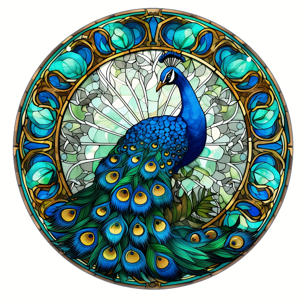 Peacock Suncatcher Stained Glass Window Hanging For Office - Temu