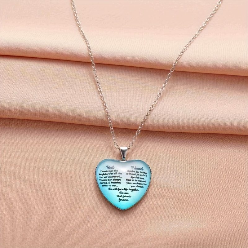 1pc Boy's Stylish And Elegant Heart-shaped English Crystal Necklace Enamel  Accessory, Necklace For Girl Daughter Baby Gift Christmas Girl Daughter Bab