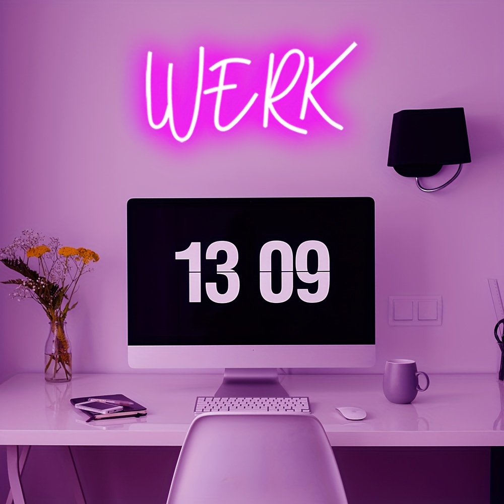 Bright Pink good “WERK” LED Light Sign Wall Decoration