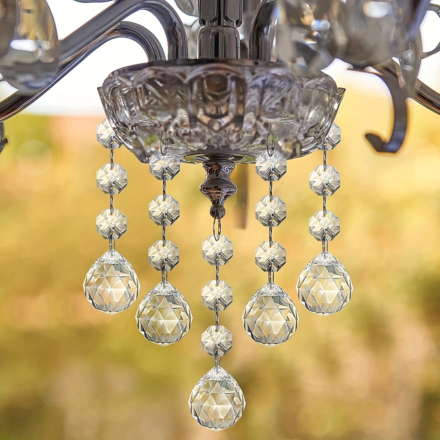 12 CLEAR CRYSTAL BEAD MAGNETIC CHANDELIER GARLAND (Set/3