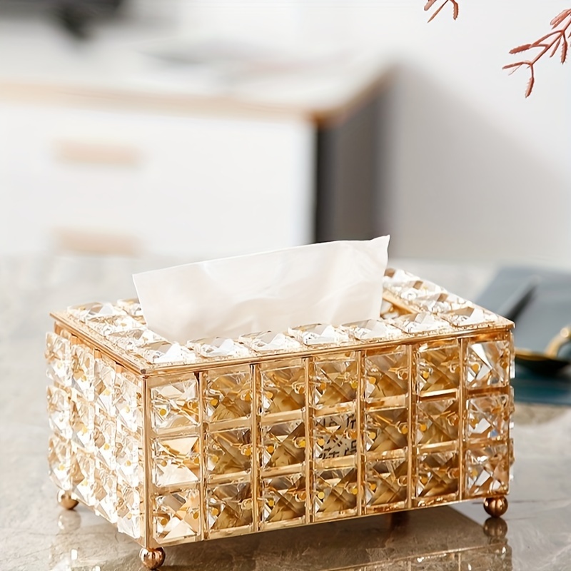 Electroplated Ceramic Tissue Box Cover, Tissue Box Holder Case Elegant  Facial Tissue Napkin Dispenser Box for