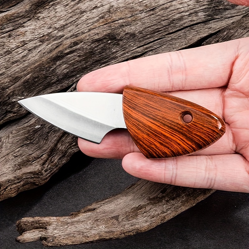 Mini Stainless Steel Pocket Knife Portable Wooden Fish Knife - Temu