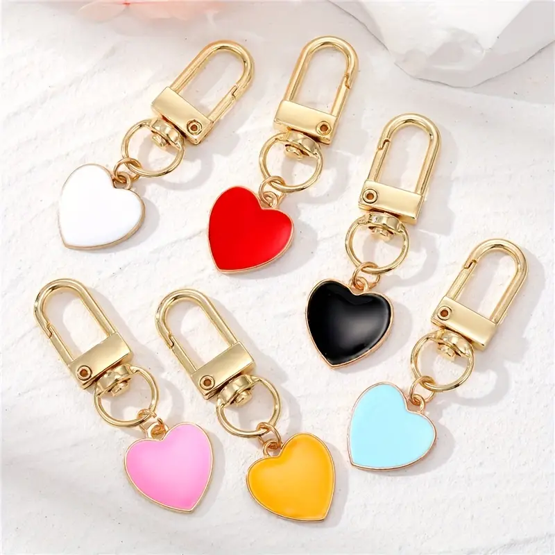 Cute Candy Color Peach Heart Keychain Love Alloy Key Chain Ring Purse Bag Backpack Charm Earbud Case Cover Accessories Women Girls Gift,Temu