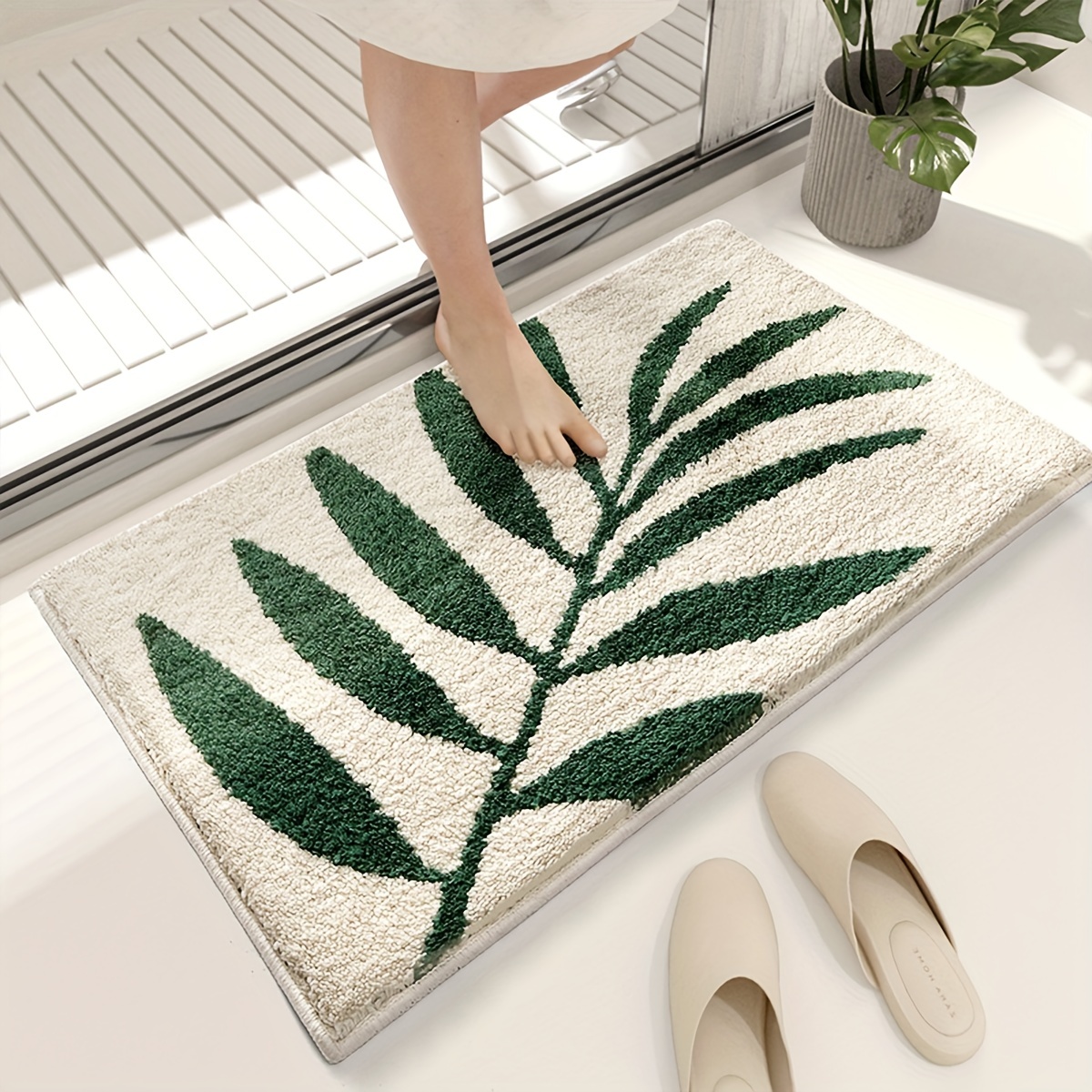 Bamboo Bath Rug Natural Anti slip Bathroom Floor Rug Mat For - Temu