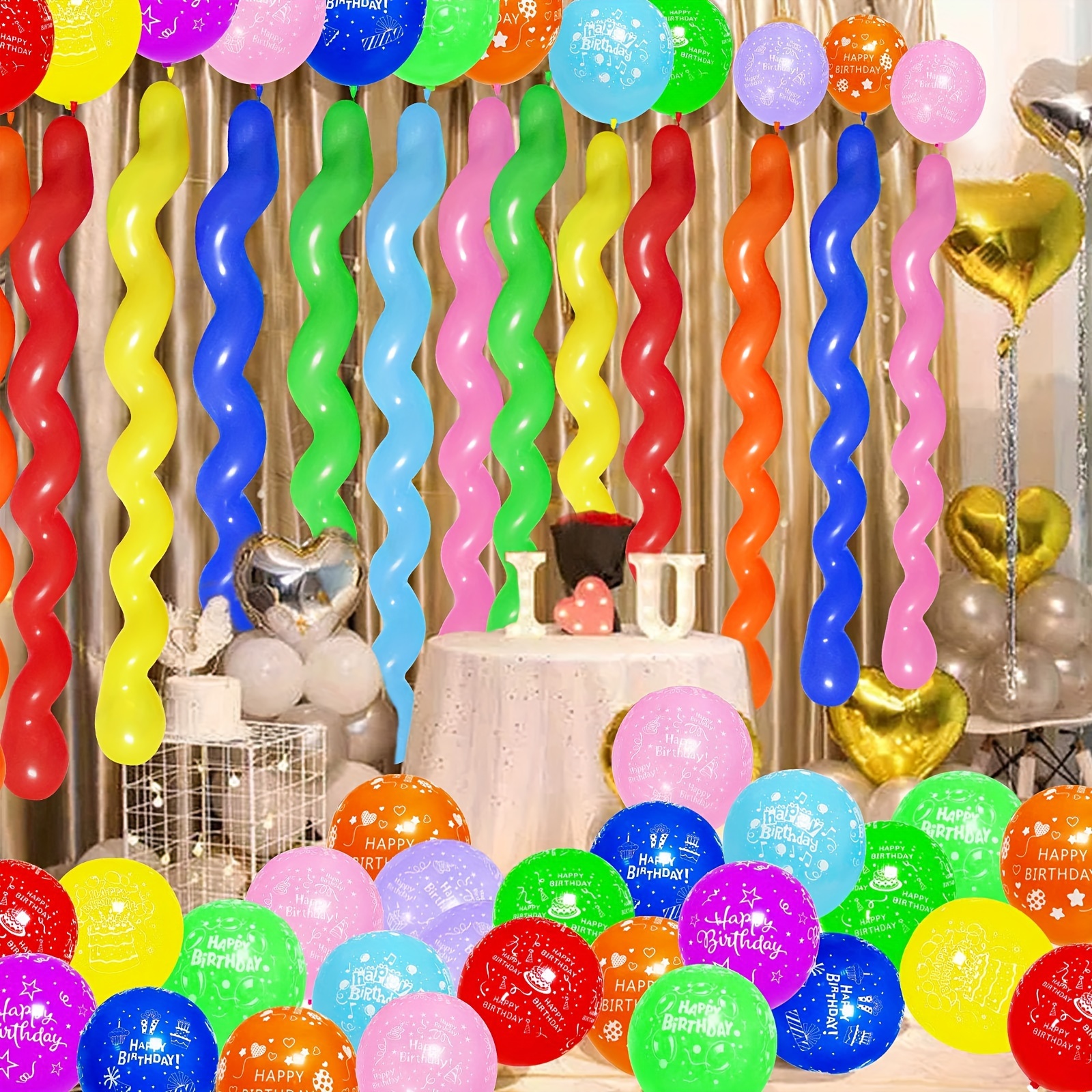  100 globos largos torcidos para bricolaje, 260 globos de látex, globos  largos para decoración de cumpleaños, bodas, decoración de fiestas, lazos  (multicolor) : Hogar y Cocina