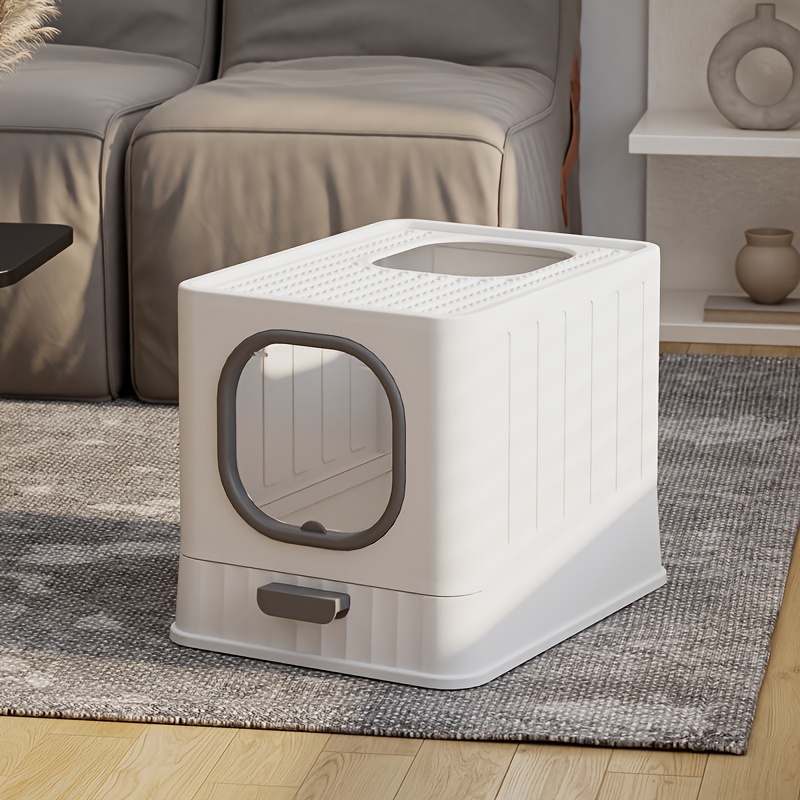 Cat Litter Box, Foldable Top Entry Covered Cat Litter Box with Lid , Easy  Clean No Smell Pet Jumbo Litter Box 