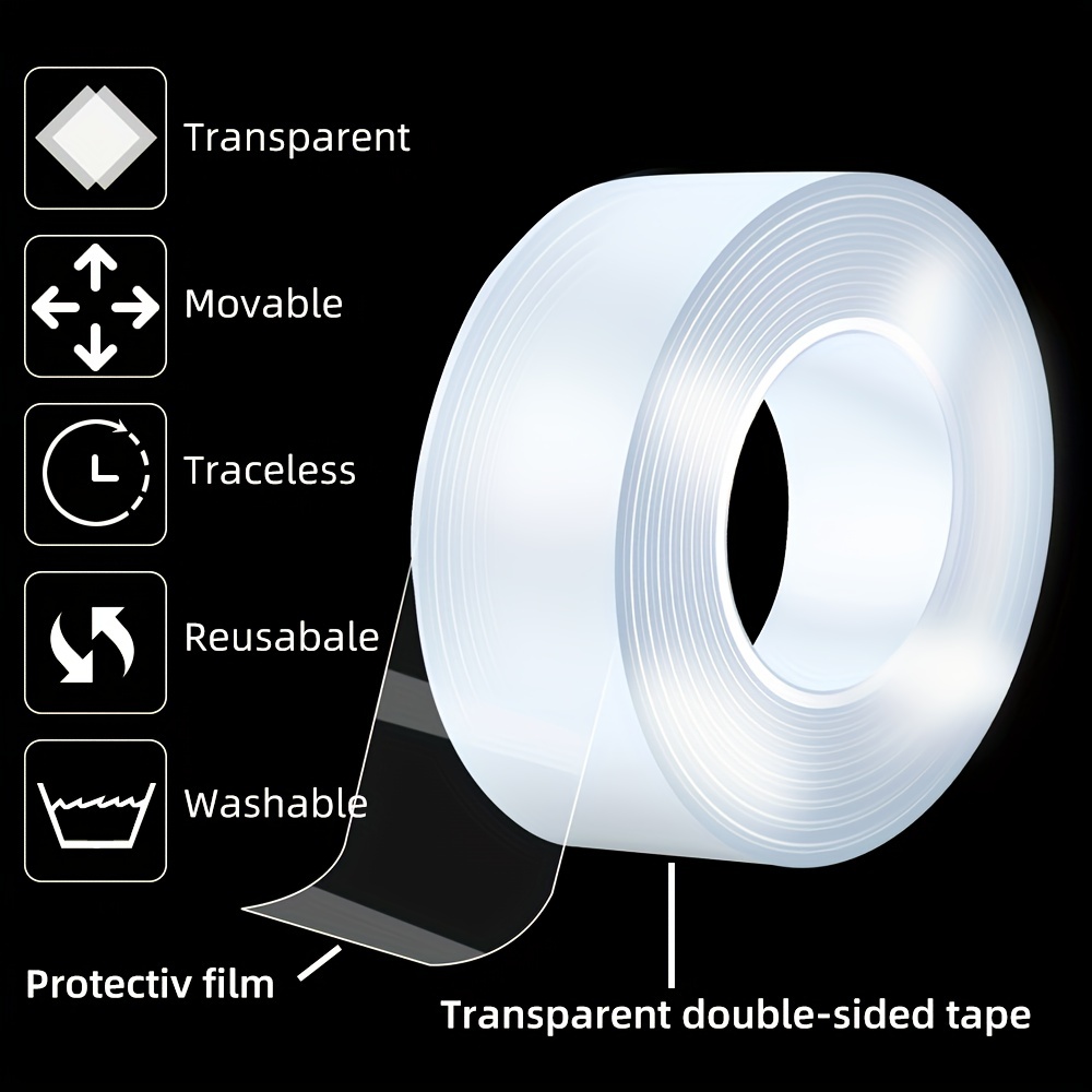 Nano Tape Double sided Tape Transparent Traceless Reusable - Temu