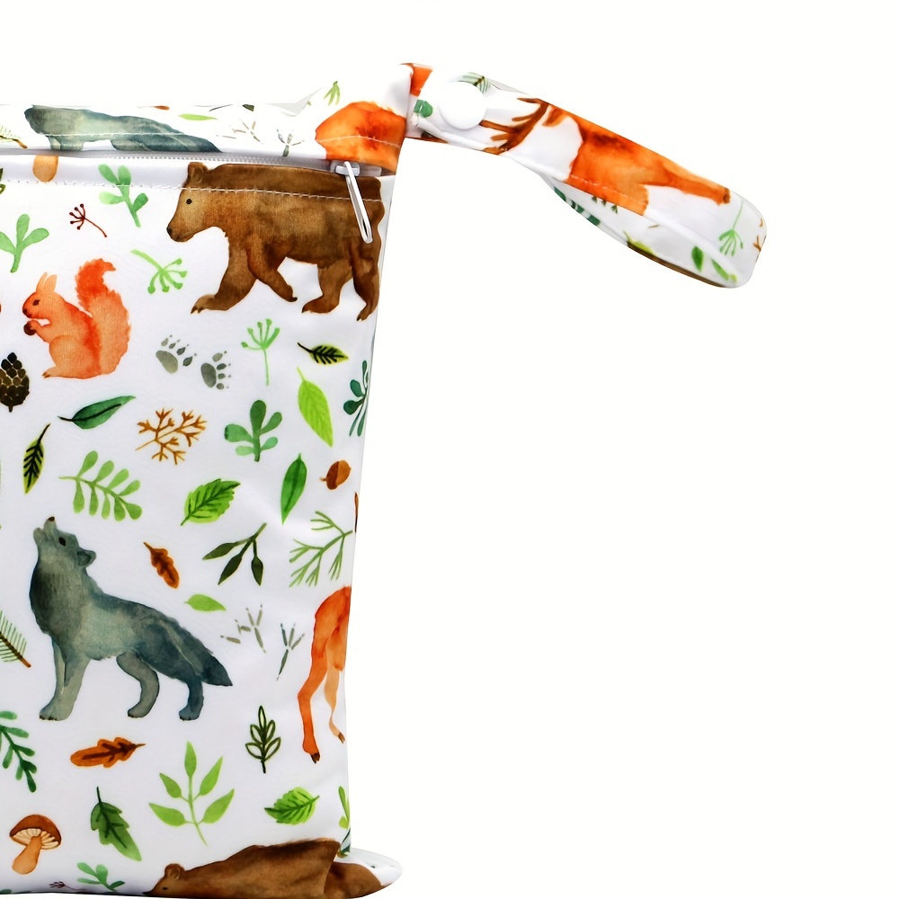 Deer Bear Print Waterproof Reusable Wet Bag, Wet Dry Bag For Baby Cloth  Diapers&breast Pump Parts, With One Zippered Pocket & Handle, Diaper Bag -  Temu