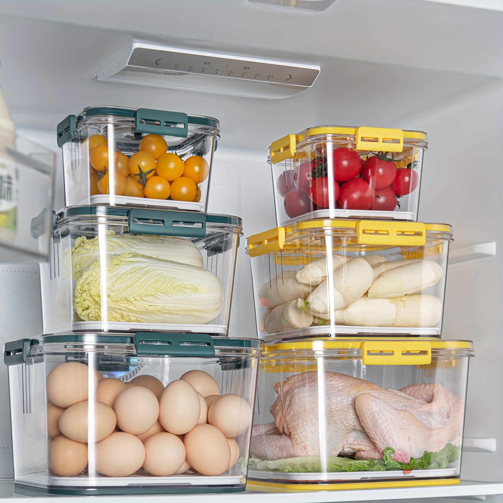 Fridge Storage Containers Produce Preservation , Stackable Refrigerator  Organizer With Handle To Keep Fresh Storage Box For Produce, Food,  Vegetables, Meat And Fish, Clear Easy To Wash 