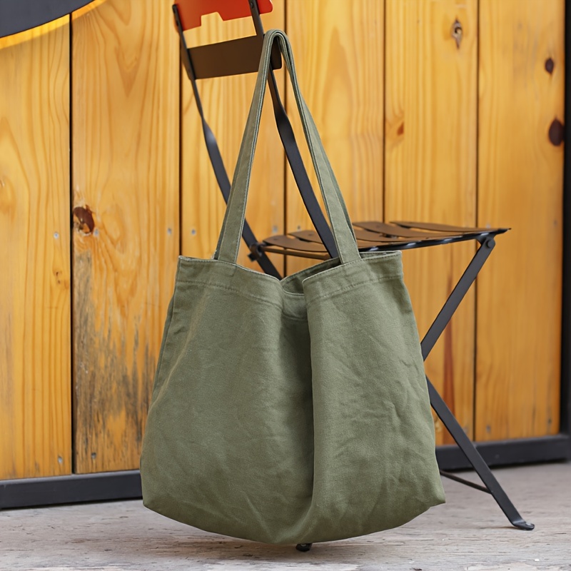 

Simple Canvas Tote Bag, Large Capacity Shoulder Bag, Literary Handbag For School, Travel, Shopping