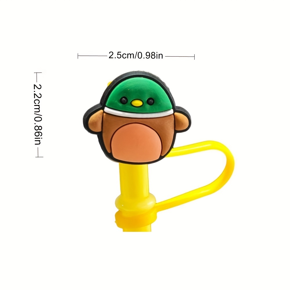 Cartoon Straw Dust Caps Silicone Straw Cover Gifts for 6-8mm Straws (Avocado)  