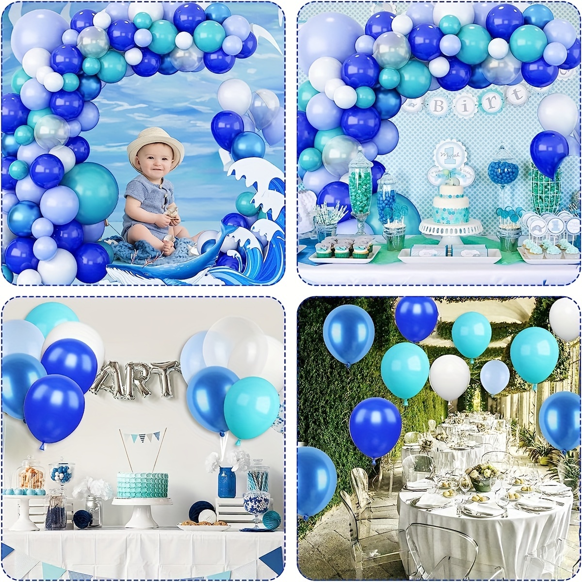 Ocean Theme Party Decoration Balloon Arch Kit Macaron Blue - Temu