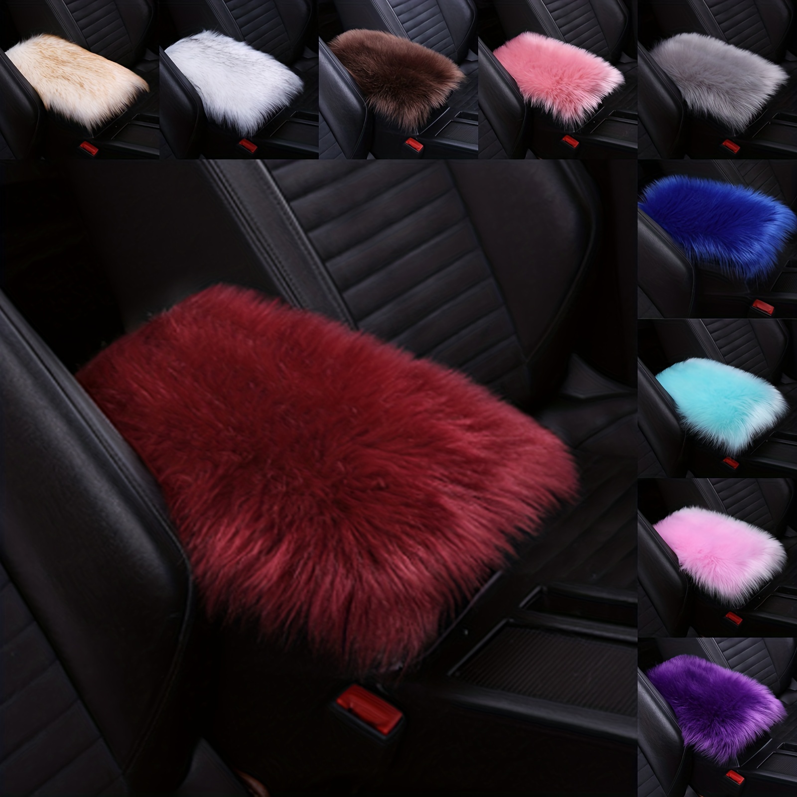 Car Center Console Cover Universal Winter Plush Fur Auto - Temu