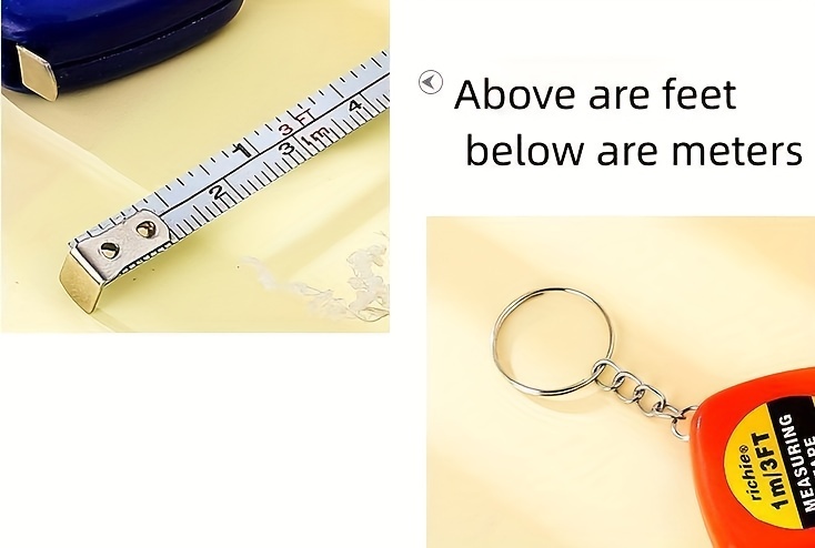 Acheter Mini règle à ruban à mesurer rétractable en acier inoxydable, porte-clés