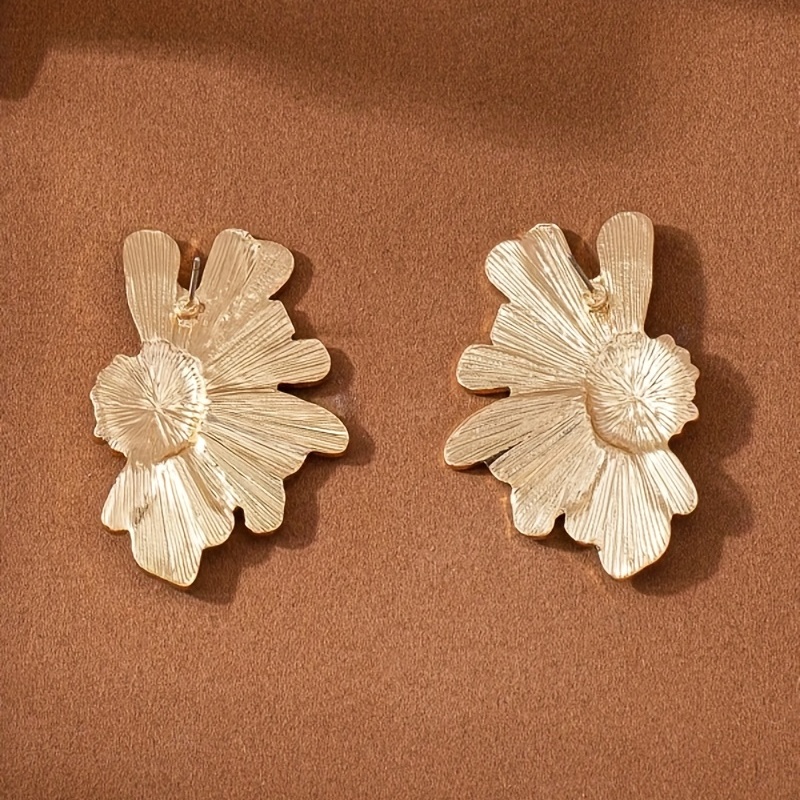 Green Flower Enamel Stud Earrings, 18K Plated