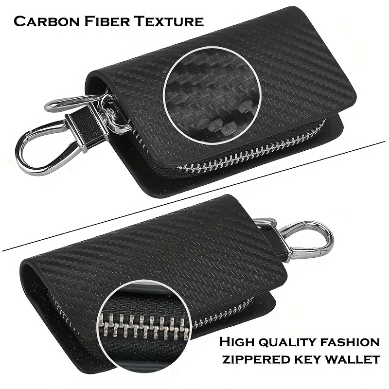 Car Key Case 2 Pieces Car Key Holder Leather Universal Metal Hook Key Fob  Case Black Car Key Leather Case Leather Key Fob Holder Coffee Color Zipper