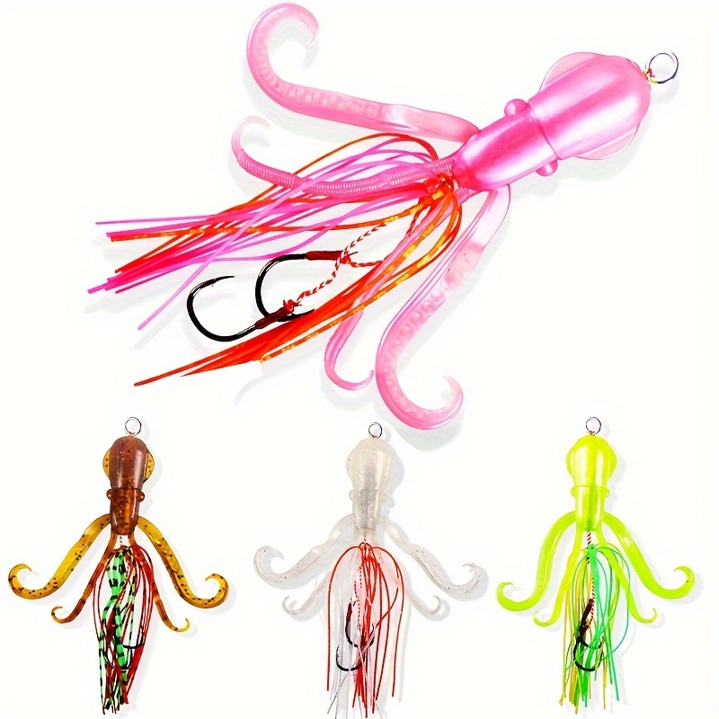 10PCS Jig Double Assist Hook With Squid Luminous Octopus Soft Skirts  Saltwater 