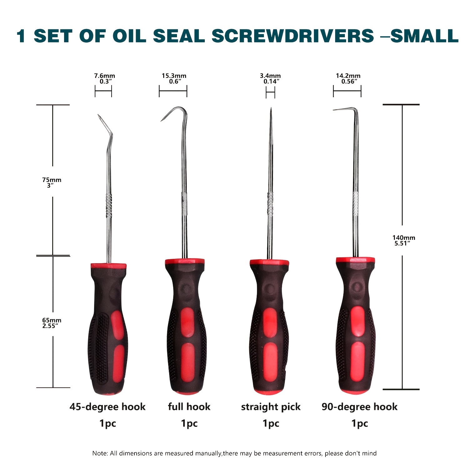 4pcs Precision Pick & Hook Set, Car Auto Oil Seal O-Ring Seal Gasket Pick  Mini Precision Hooks Professional Puller Remover Mechanic Tool