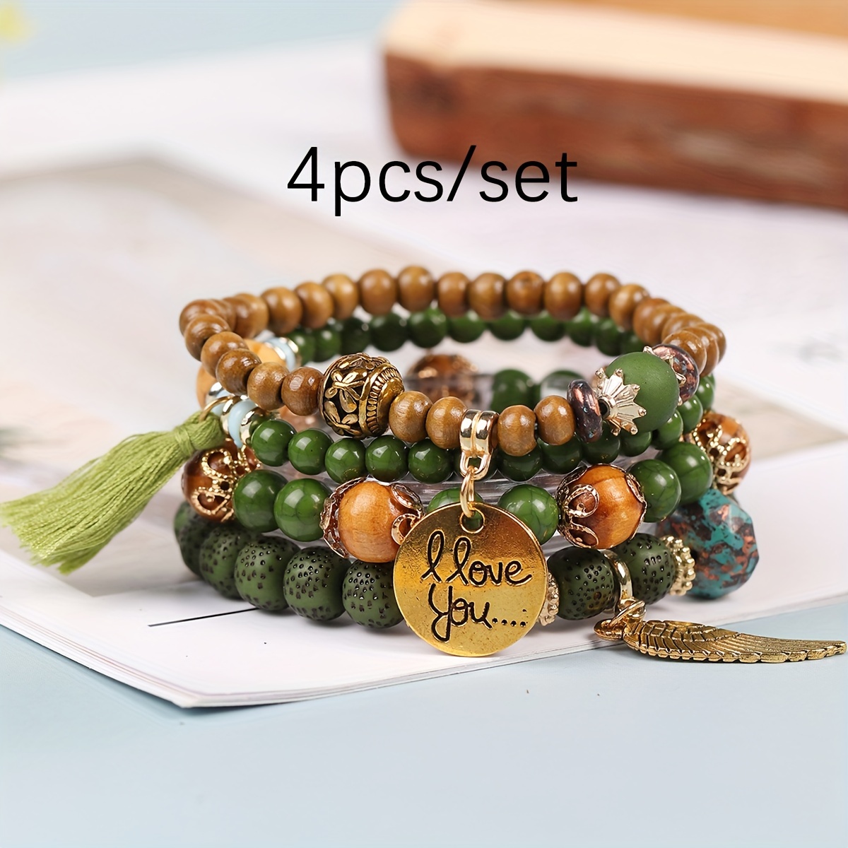 Vintage Boho Style Beaded Bracelet Set Stackable Handmade - Temu