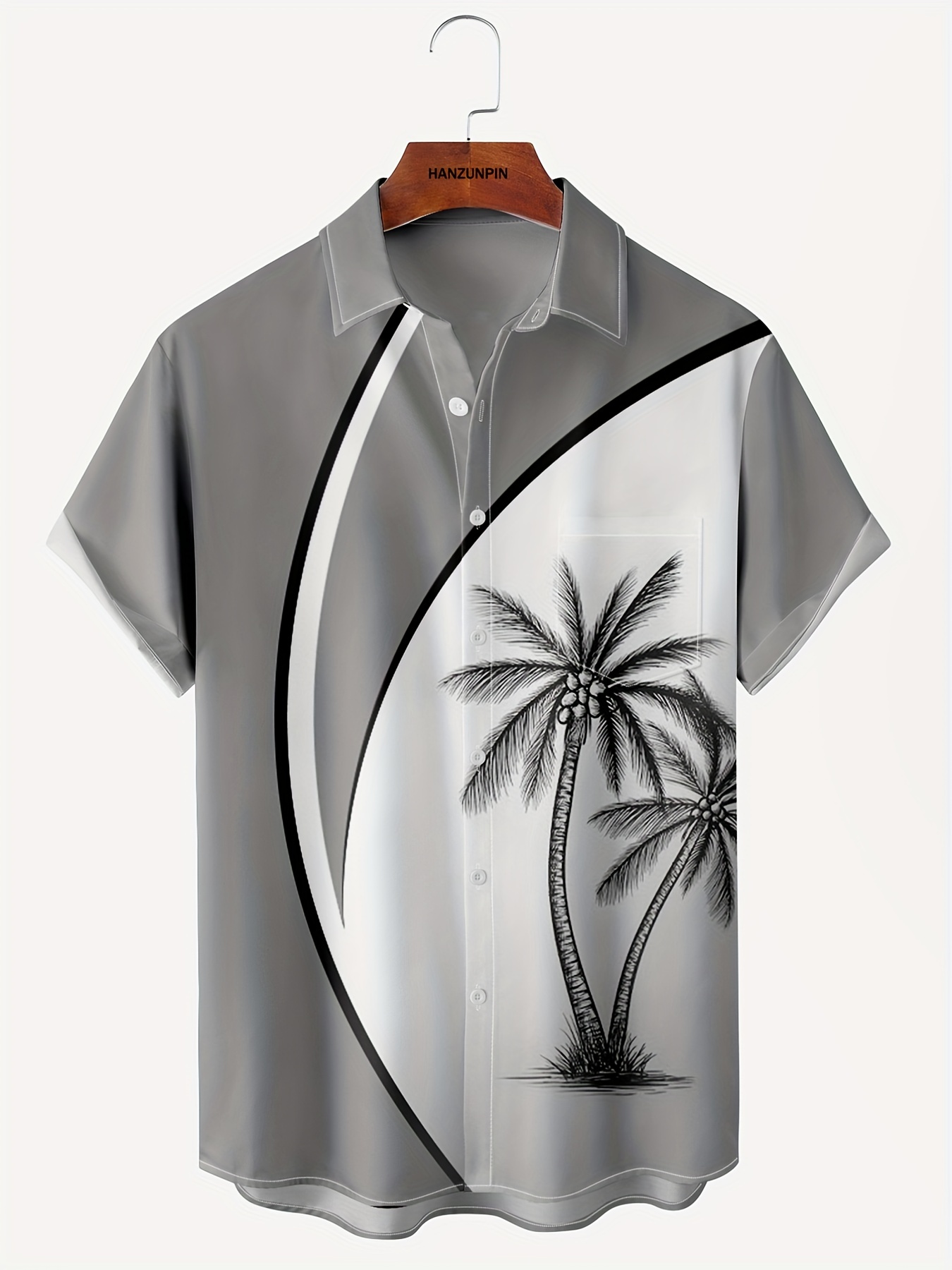 Coconut Tree Print Men's Casual Short Sleeve Hawaiian Shirt, Men's Shirt  For Summer Vacation Resort Best Sellers - Temu