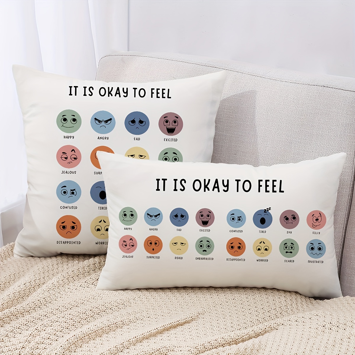 

1pc Mental Health Throw Pillow Cover, Double Sided Printing, Essential Pillow For Counseling Office, Suitable For Family Psychotherapist Office Counselor Office, Without Pillow Insert