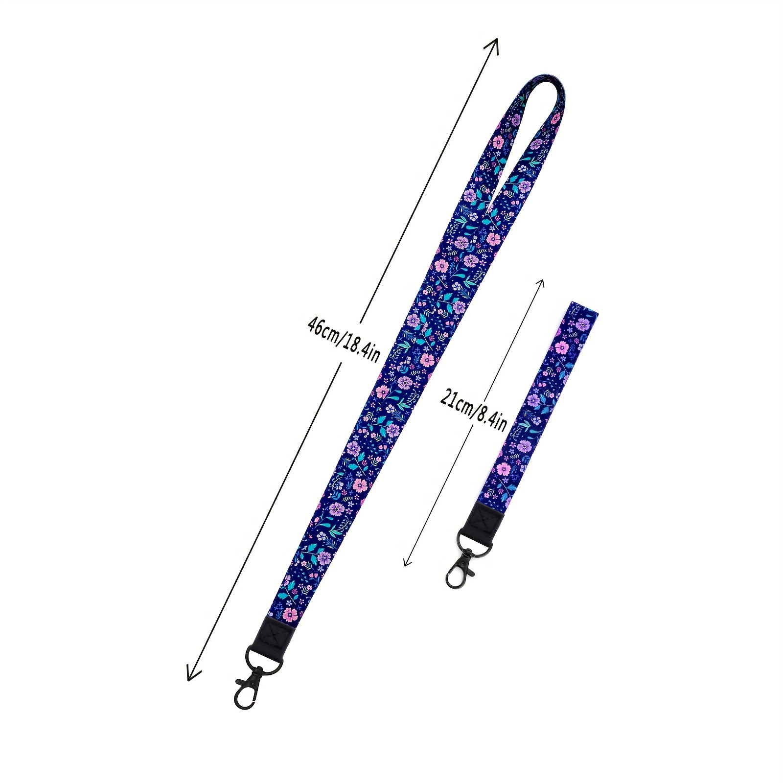 2pcs Cute Lanyard Pack,Consist of 1Pcs Neck Lanyards for ID Badges for Women Cute -1PCS Wrist Lanyard for Keys/Phone/Wallet,Keychain Wristlet