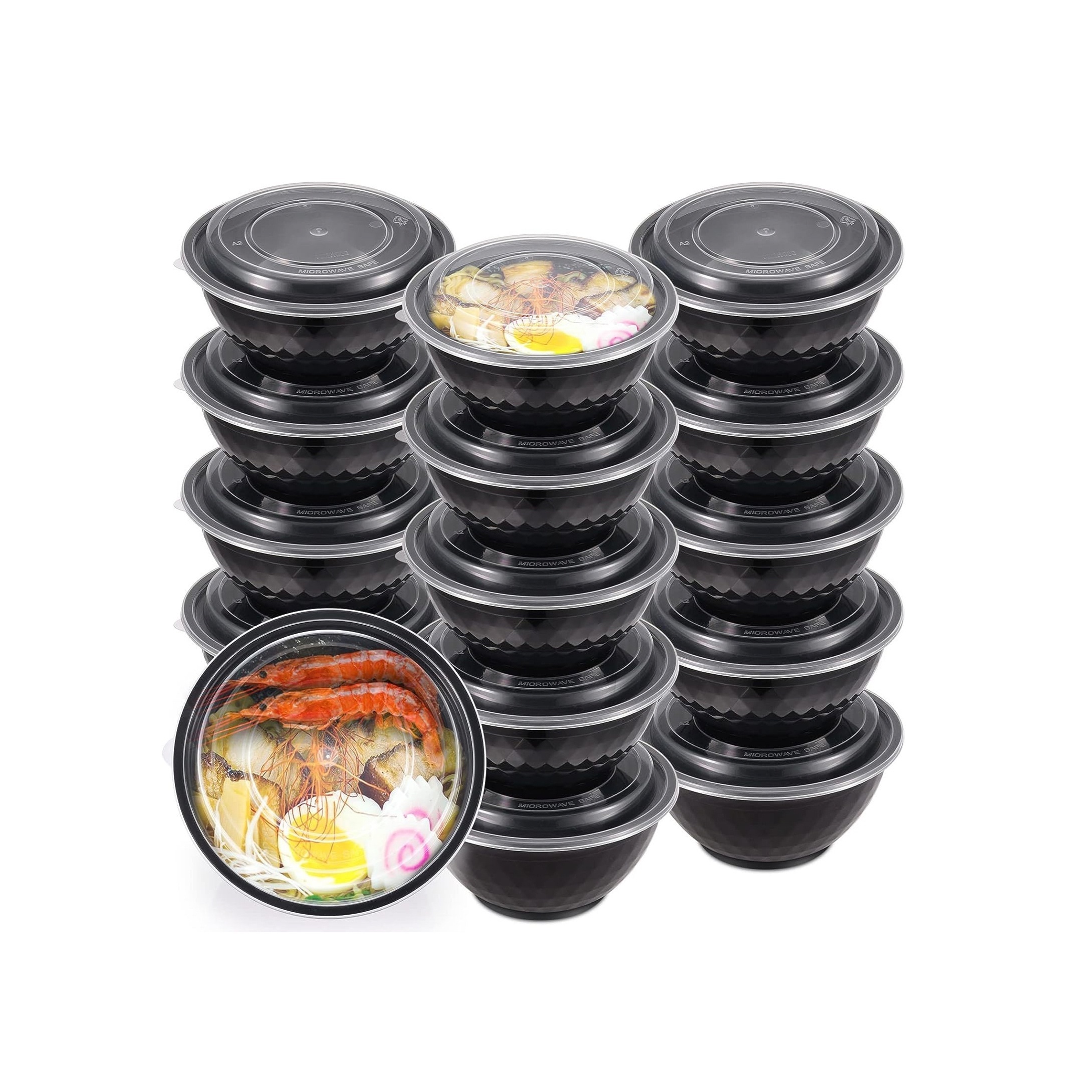 Round Plastic Transparent container PP with lid 1000ml/33.8oz (Case of 300  pc)