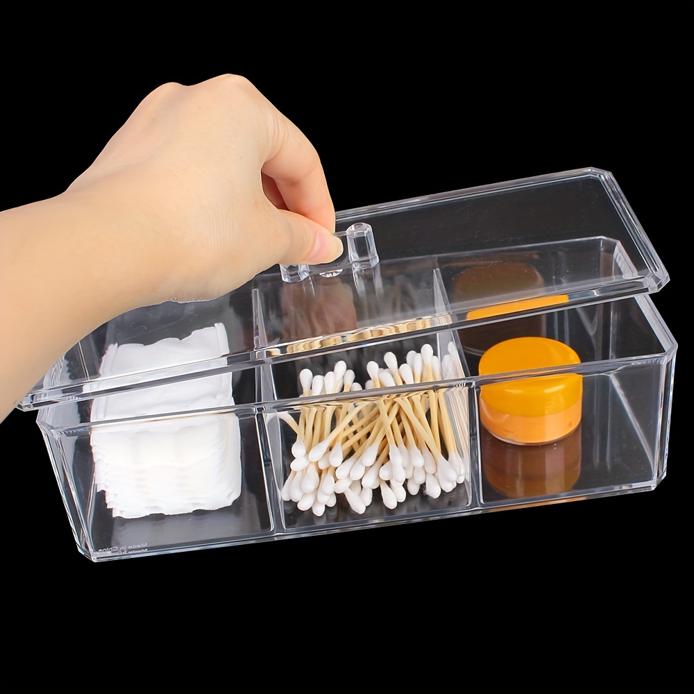 Clear Lidded Small Plastic Box Sundries Tools Cotton swab Storage