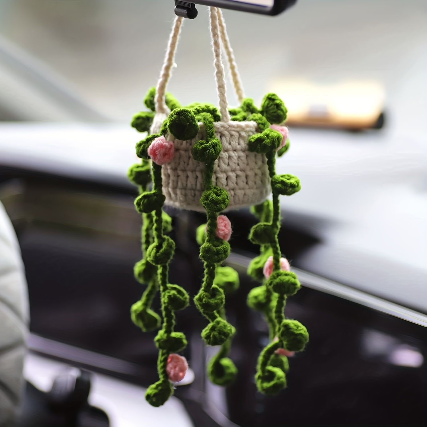 Cute Plants Crochet Rear View Mirror Accessories Handmade Car Mirror Hanging  Accessories Rearview Mirror Accessories Car Ornament Women Flowers, 24/7  Customer Service