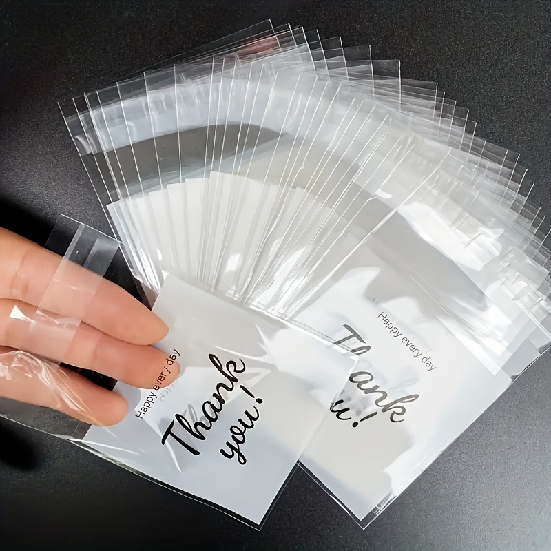 

500pcs Small Self-sealing Opp Gift Bags With Thank , Transparent Plastic, Ideal For Jewelry And Use