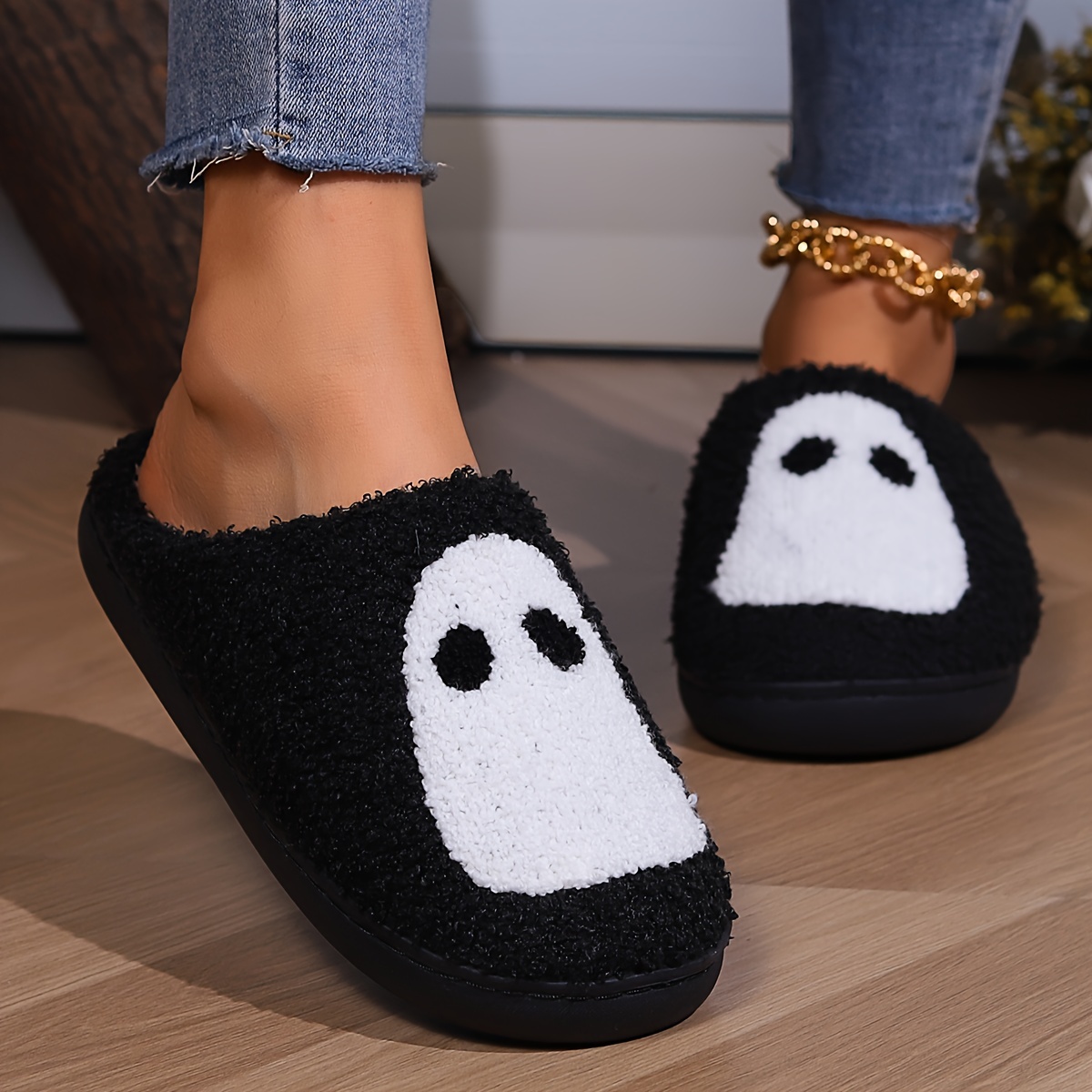 Kawaii Halloween Design Slippers, Casual Slip On Home Shoes