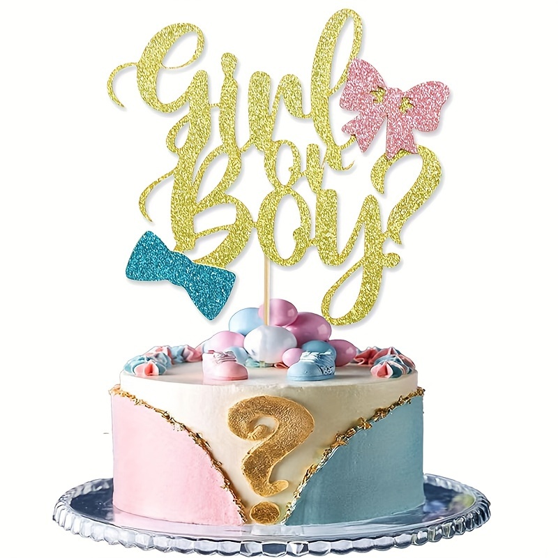 Golden Boy Girl Blue Bowknot Cake Swab Gender Reveal - Temu