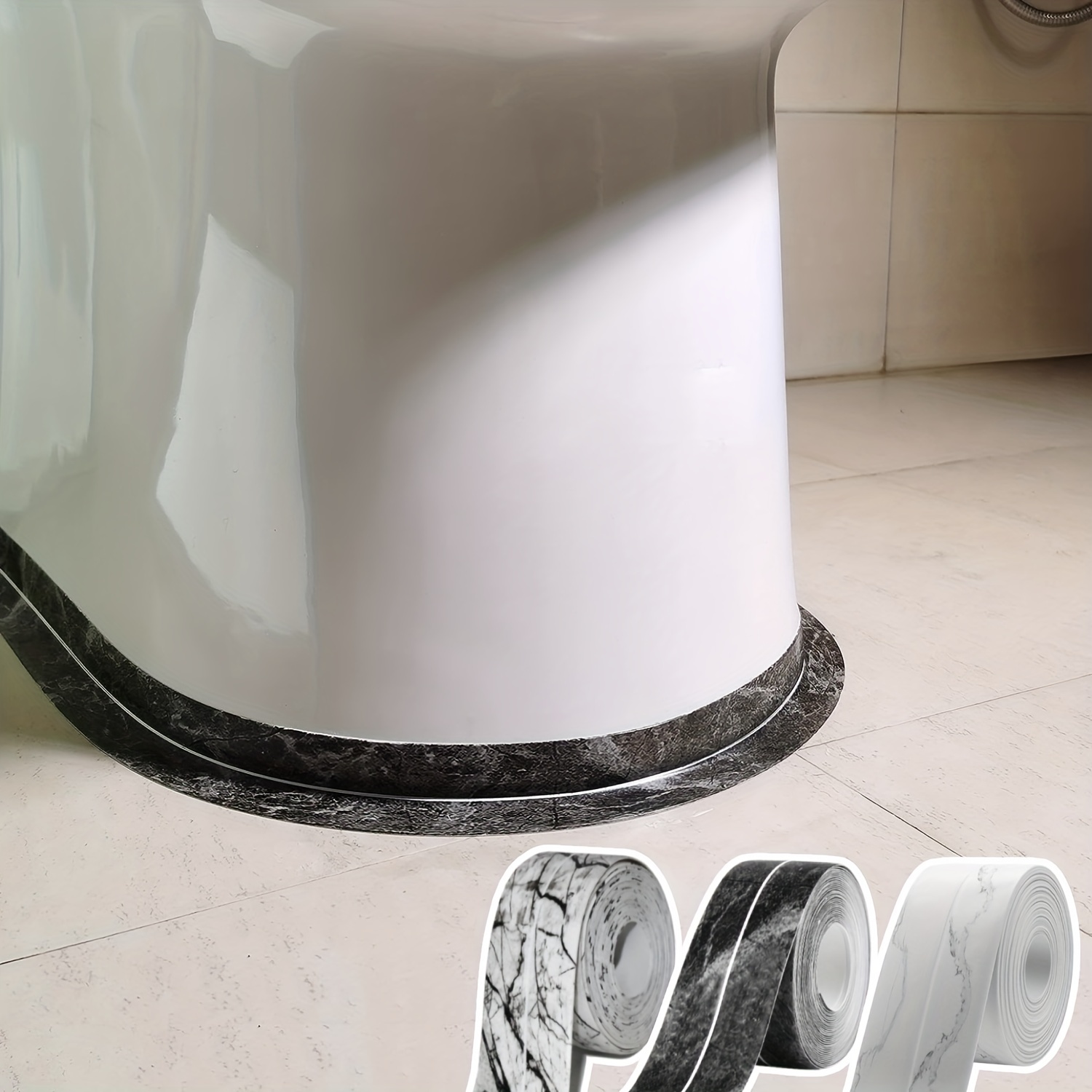 Cinta de calafateo para baño y cocina, impermeable, 10.5 ft - 1.496 in (126  x 1.5 pulgadas), cinta selladora de PVC autoadhesiva para encimera