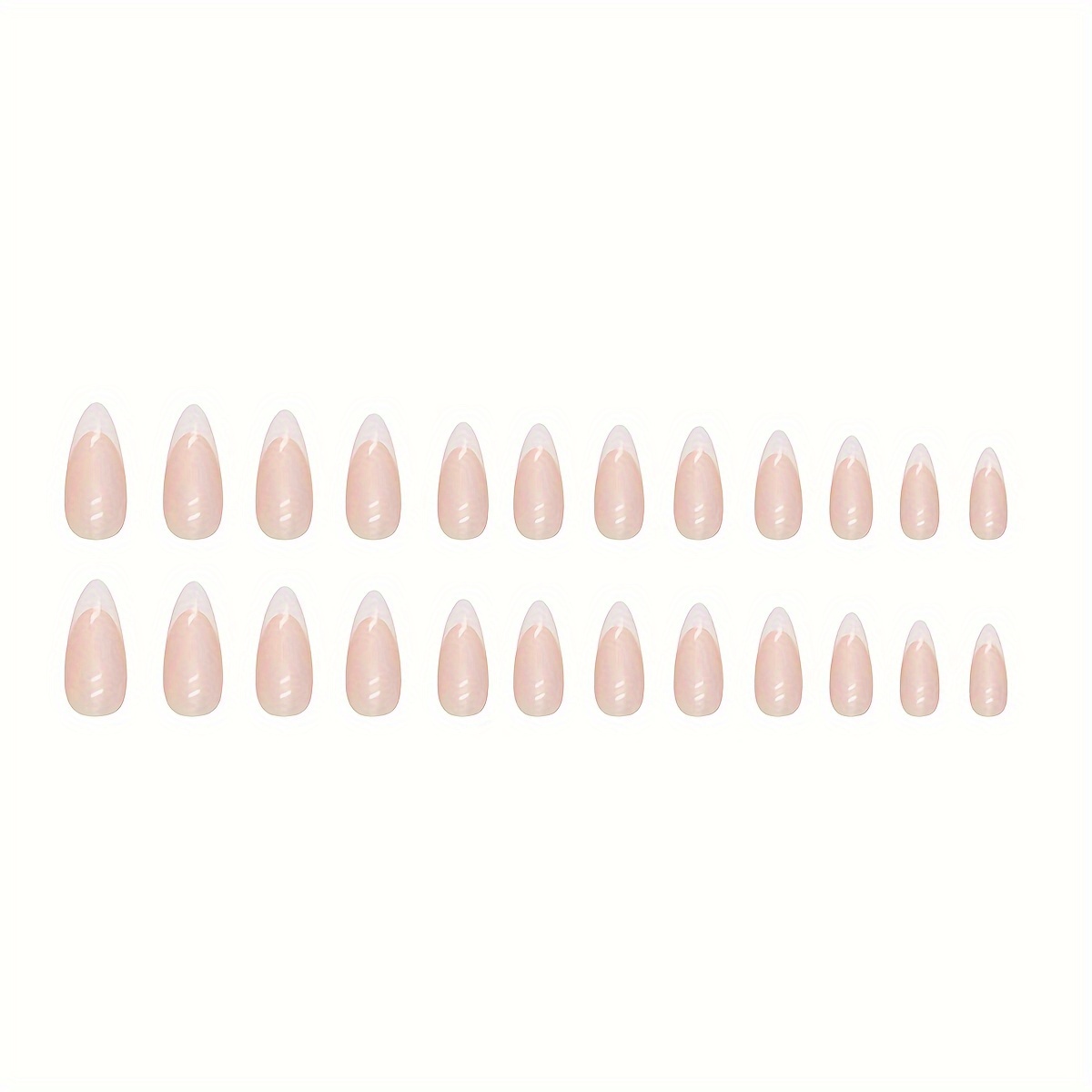 24pcs glossy pinkish almond fake nails medium long white french tip press on nails sweet cool false nails for women girls daily wear details 3