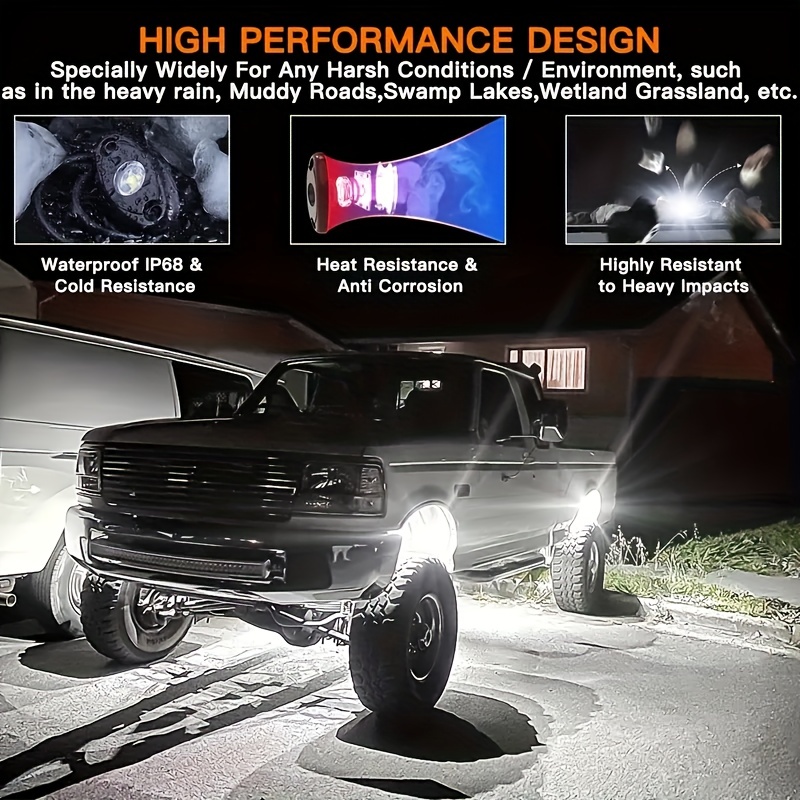 4 Pods Underglow Neon Lights Waterproof Led Rock Lights Car - Temu