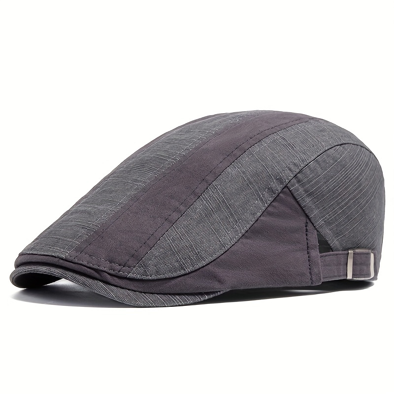 Black Fashionable Hat, Men's 1pc Vintage Cotton Visor Spring Autumn Casual Newsboy Flat Newsboy Hat Flat Hat,Temu