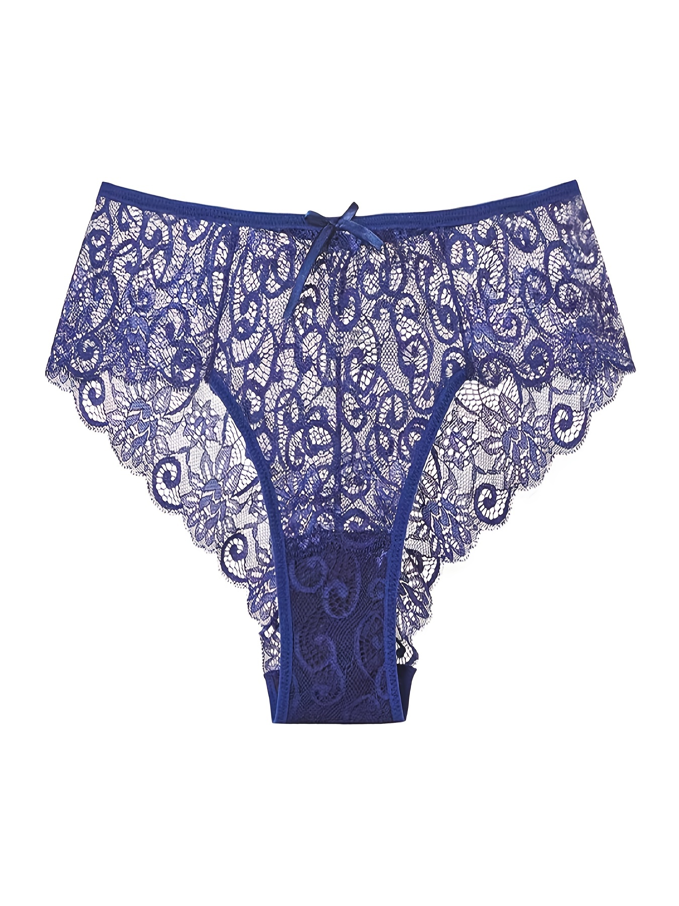 Seamless Panties Women Thong Women Lace Panties Thong Women *2* (Color :  Navy Blue, Size : Small)