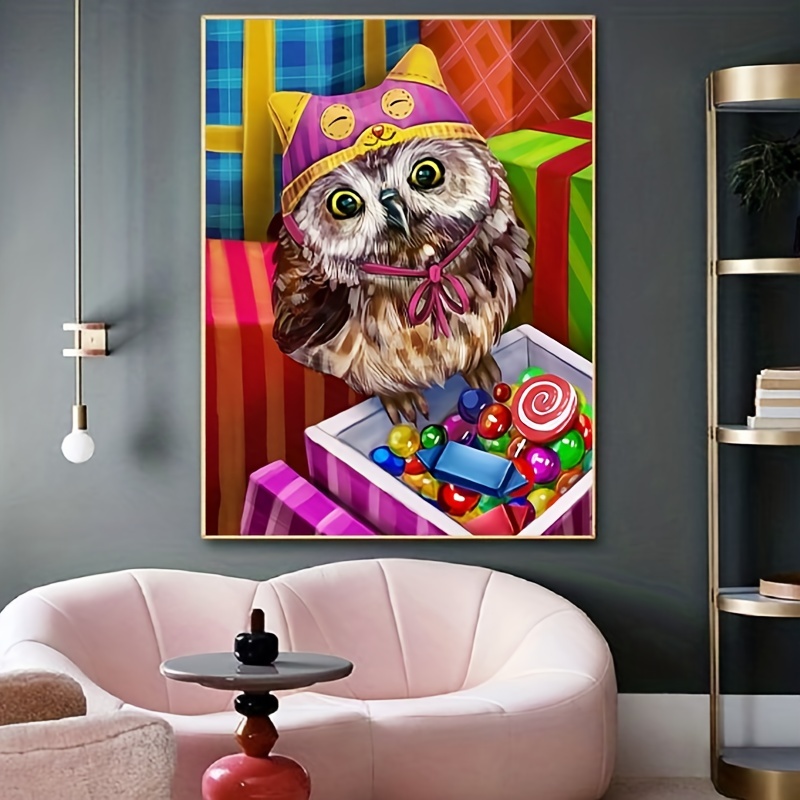 1pc Beautiful Owl Artificial Diamond Painting Kits For Adults, Animal DIY  5D Diamond Art Paint With Full Round Diamonds Art Painting Kit For Home Wall