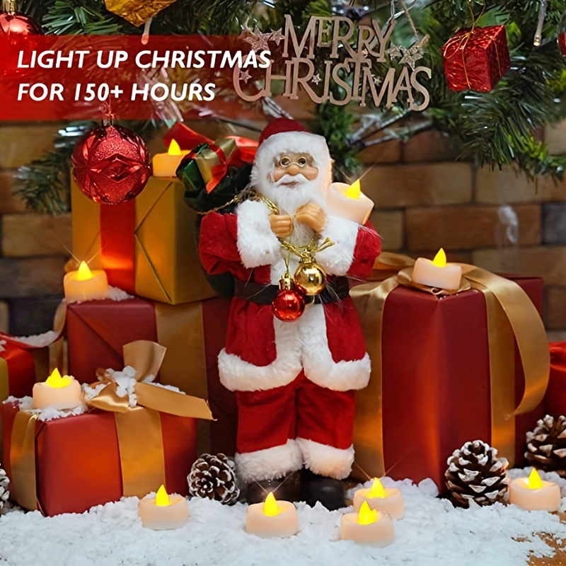 24 pezzi, candele a LED, candele a lume di tè a batteria sfuse, lumini  tremolanti per Halloween Natale autunno decorazioni per la casa in giallo  caldo