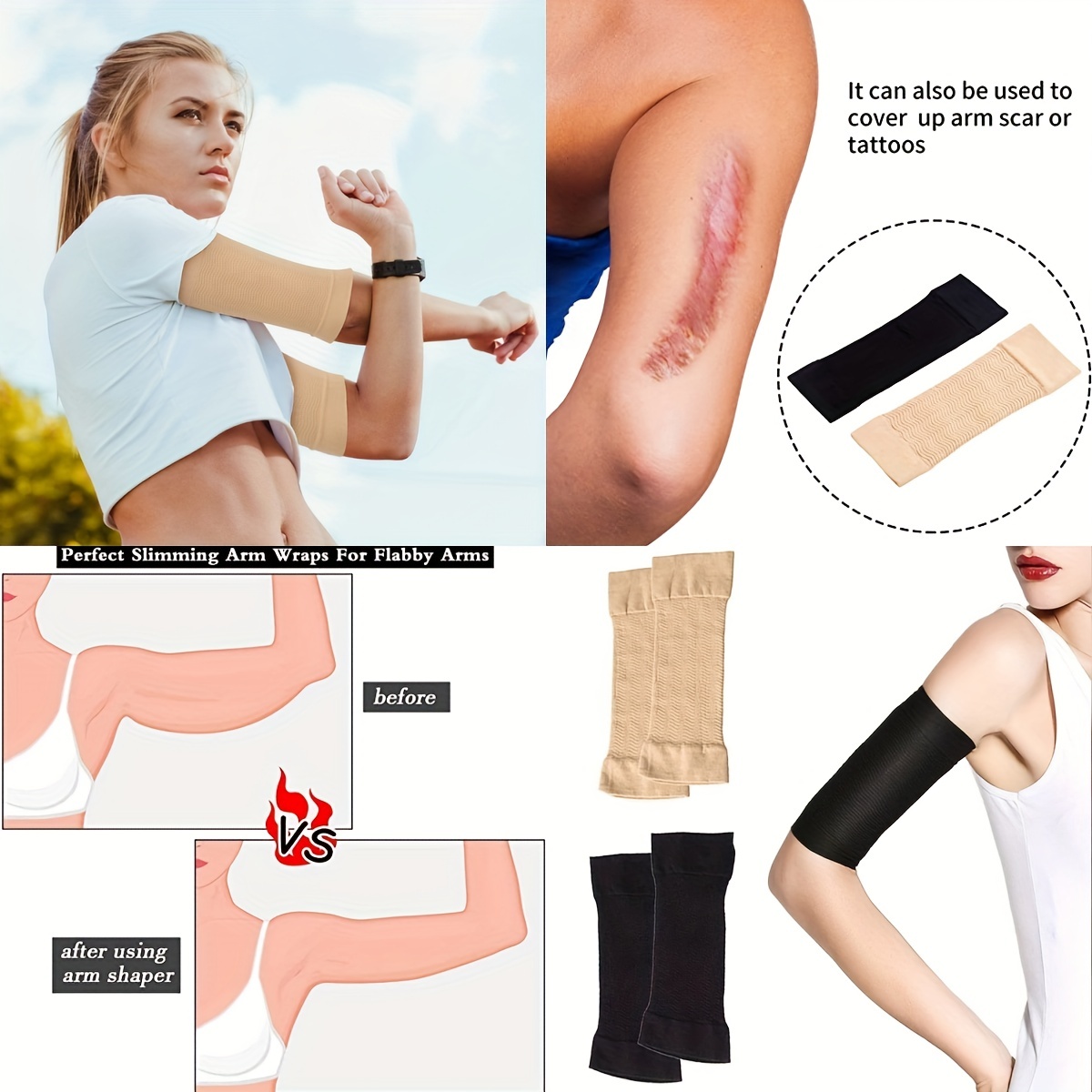 Shape Your Arms with 2 Pairs of Slimming Arm Sleeves - Perfect for Women &  Girls Who Love Sports & Fitness!