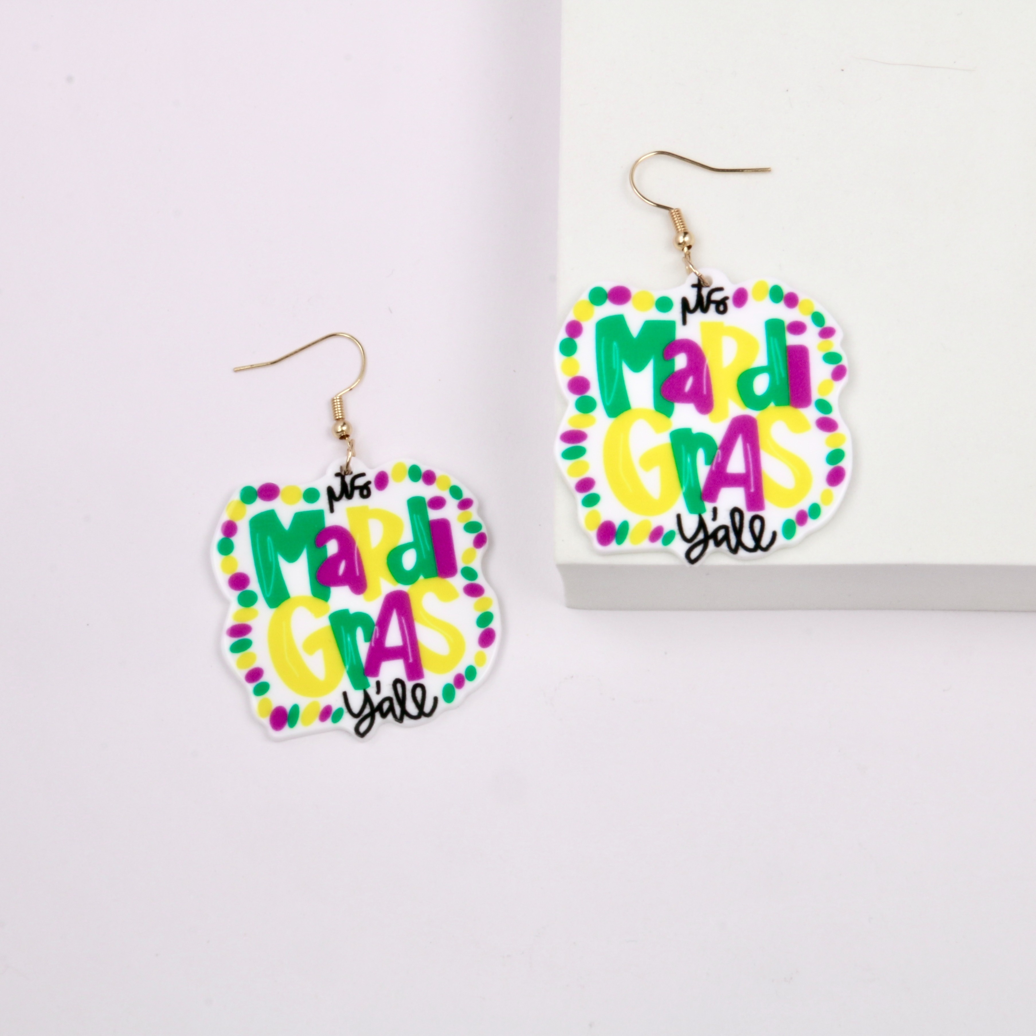 temu mardi gras earrings