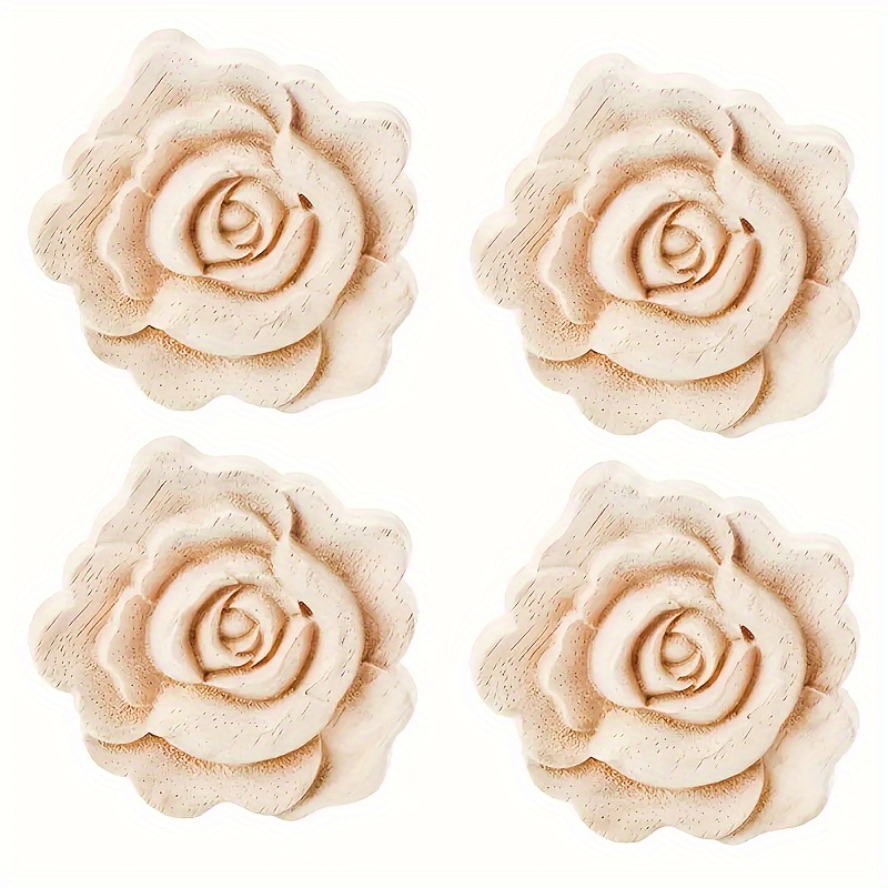 

4pcs Wood Carving Decal Piping, Paintless Wood Carving Decal Frame Piping For Cabinet, Bed, Wardrobe, Furniture Decoration (7x7cm/2.76x2.76in)