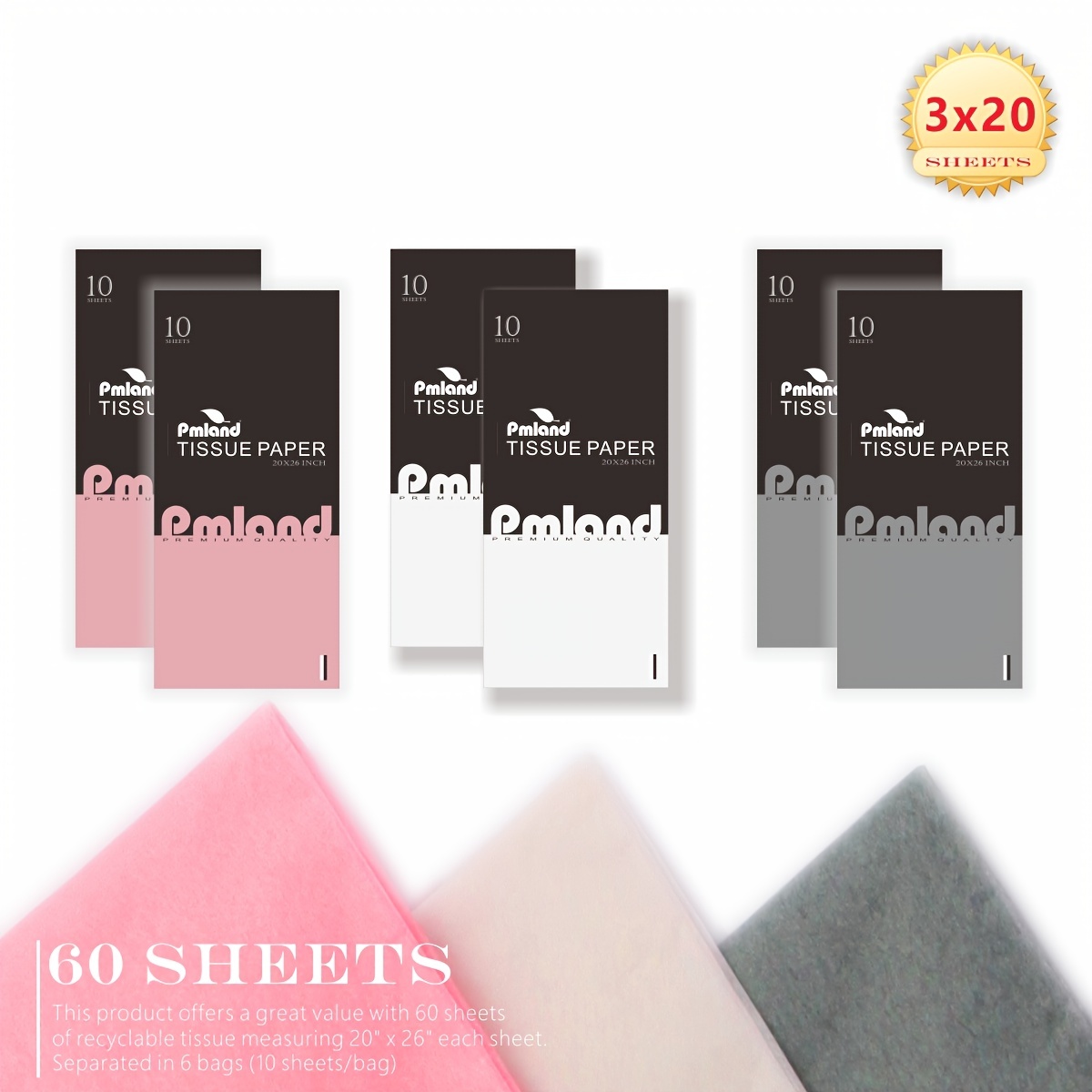 White Tissue Paper, 6 Sheets