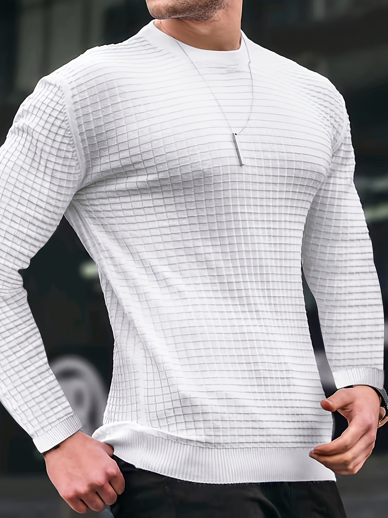 Waffle Pattern Shirt Men's Casual/semi formal Button Long - Temu