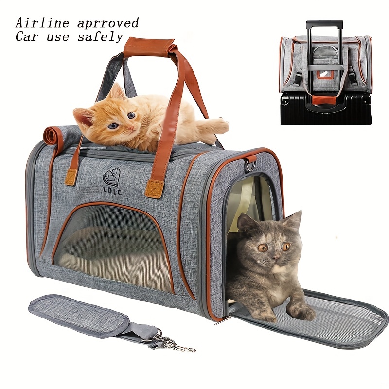 Cat Dog Carrier, Airline Approved Expandable Soft-sided Pet Carrier With  Removable Fleece Pad And Pockets, For Cats/puppy And Small Animals Large(2  Side Expandable) Travel Pet Carriers For Small Dogs - Temu