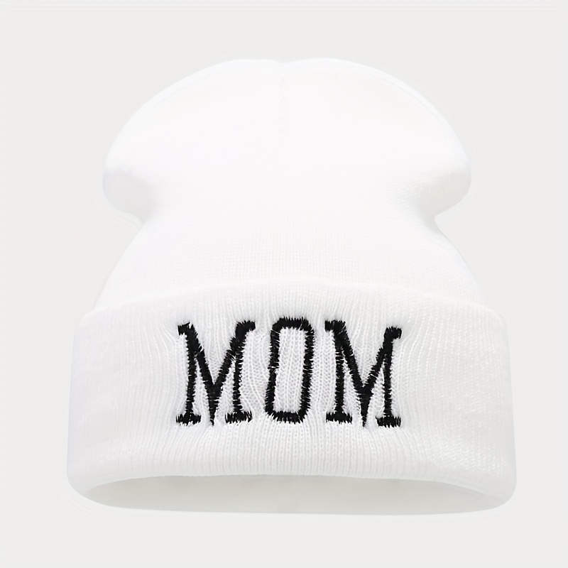 1pc Autumn Winter MOM DAD Embroidered Knitted Hat, Men's And Women's Cool  Fashion Woolen Warm Hat
