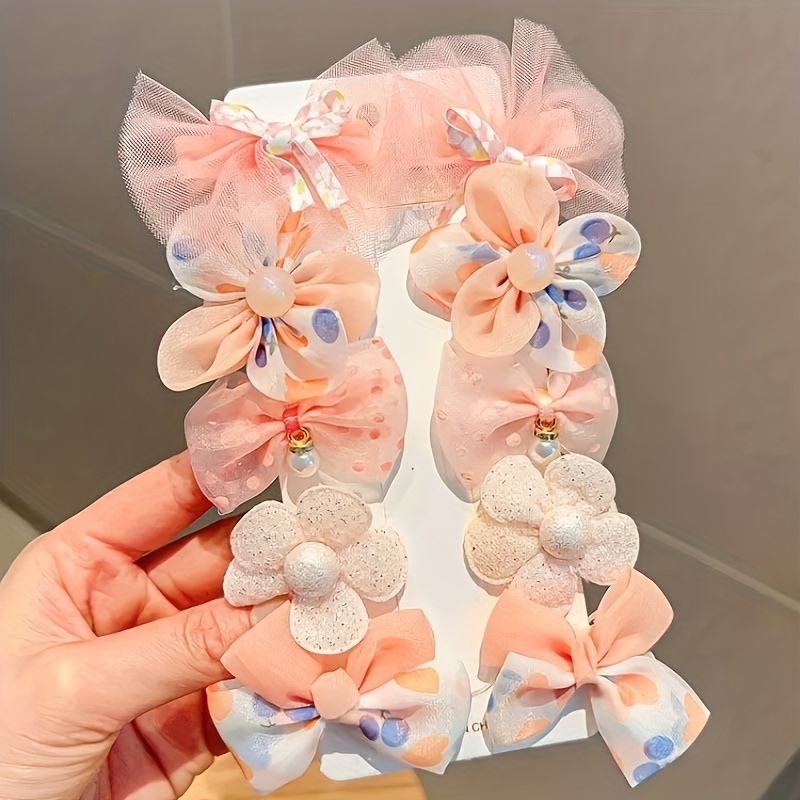 8pcs Girls Lovely Bow Knot Flower Decor Hair Clip Hair Pin Hair Accessories,free returns&free ship,Hairpin 1089-6,$3.49,Temu