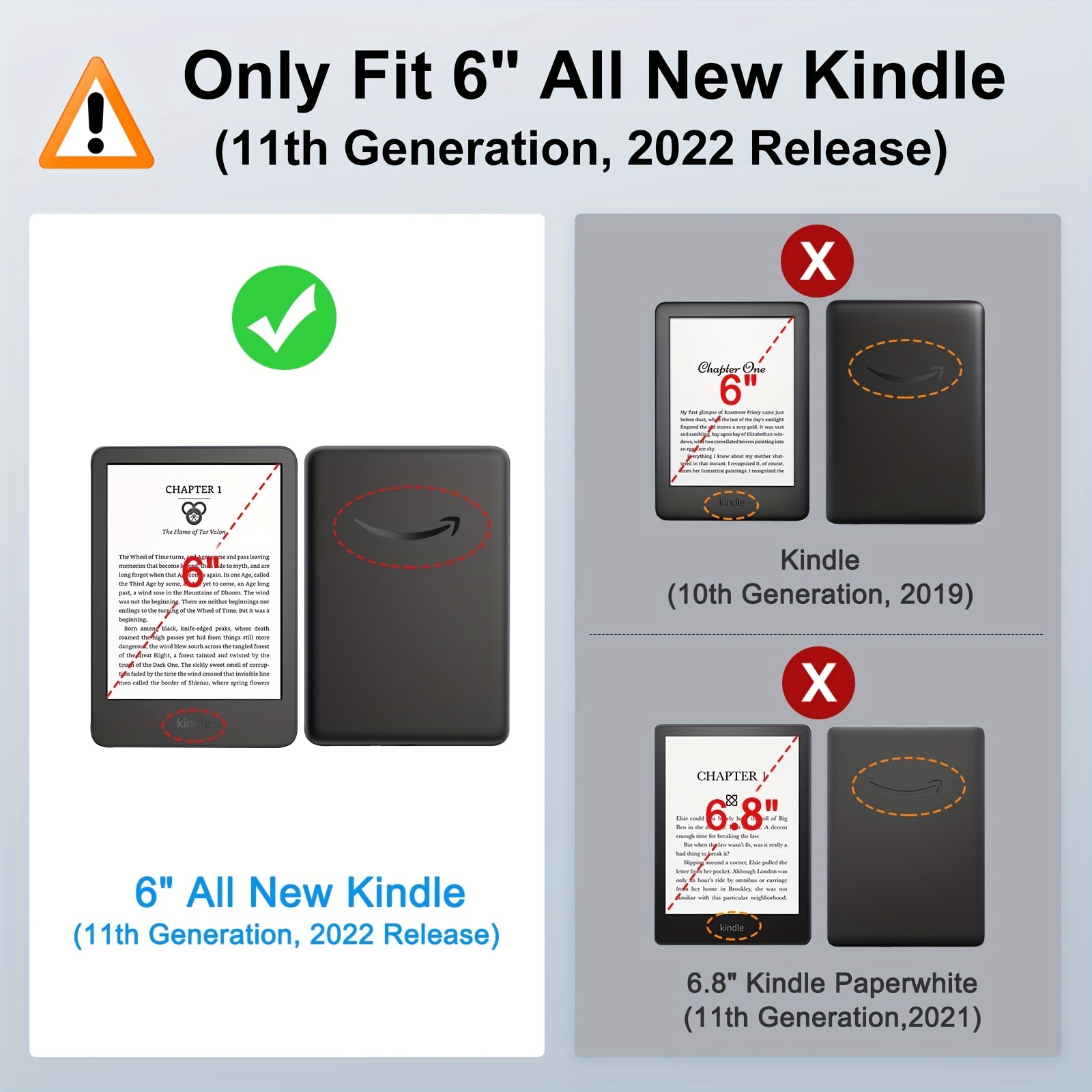 Étui 6 pour Kindle (11e génération) version 2022, coque avec fonction  veille/réveil automatique, coque souple en TPU – ne convient pas pour Kindle  Paperwhite 11e : : High-Tech