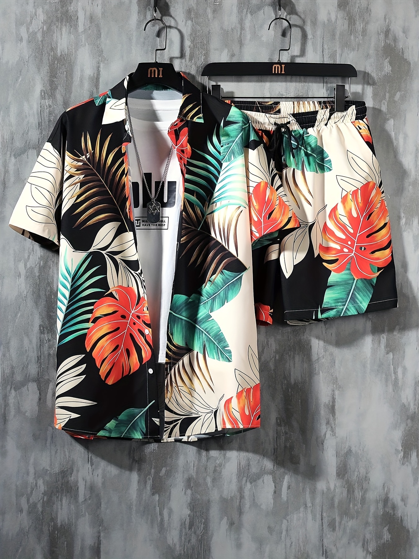 Fashion Casual Hawaii Tropical Plants graphic t shirts men Summer